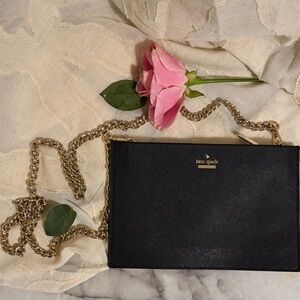 Kate Spade Black Crossbody with Gold Chain